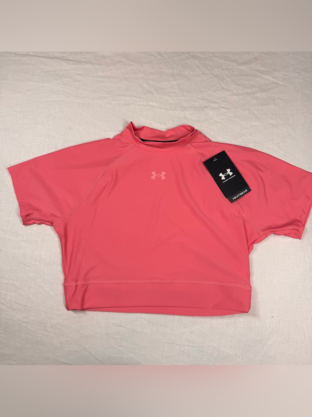 Under Armour HeatGear Women's Blue M Cropped Mock Neck Fitted T-Shirt